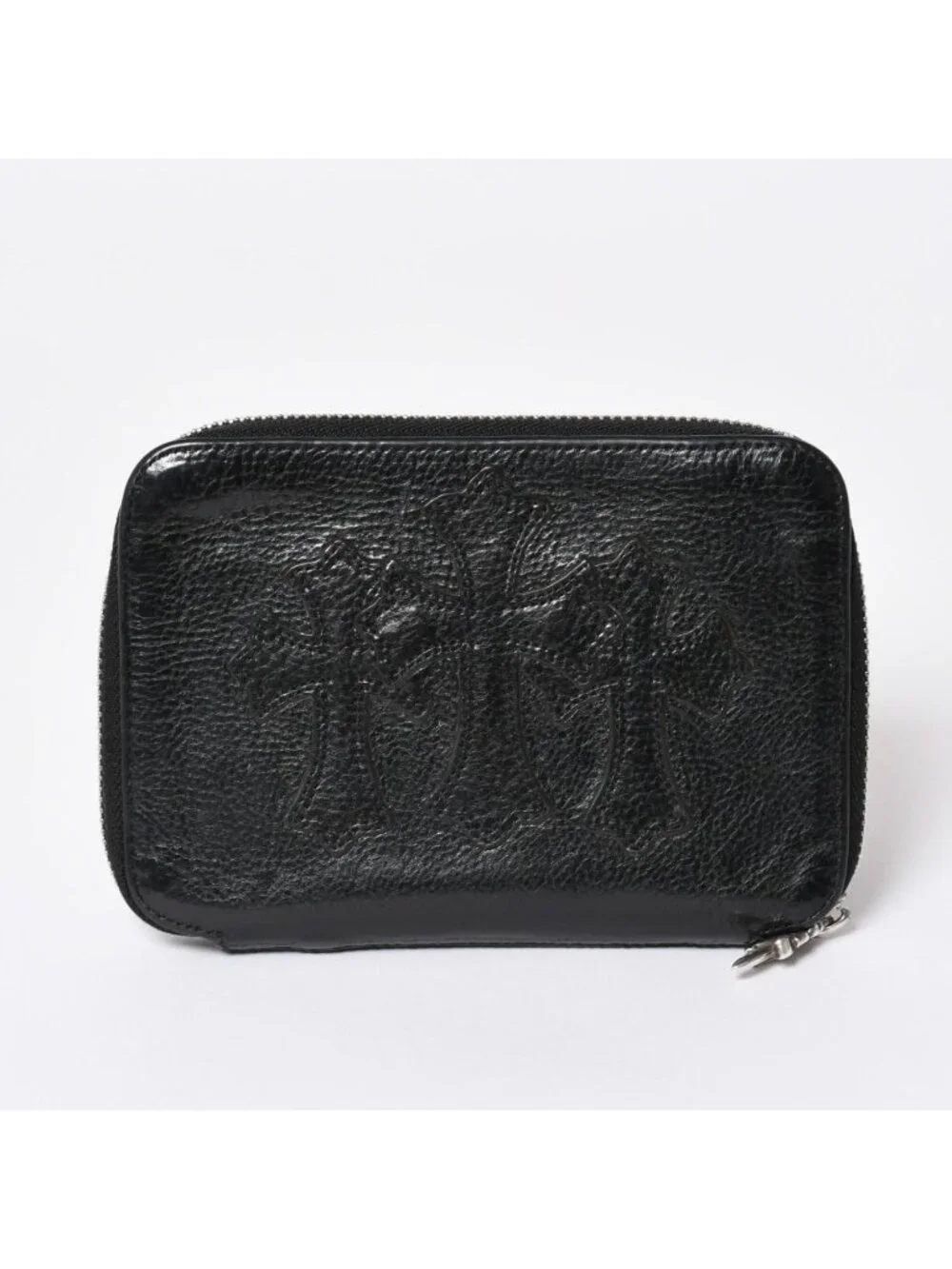 Chrome Hearts Bifold Wallet Bank Rover Leather Black 925 Sterling Silver